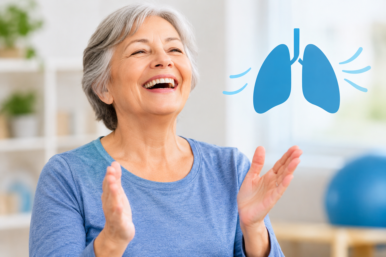Joyful Breathing Exercise with Lung Illustration 